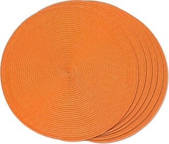 OEM Posavasos Redondos, Posavasos Trenzados, Resistentes Al Calor Y A Las Manchas, 38 Cm De Di&aacute;metro Para Comedor, Dise&ntilde;o Tejido, 6 Piezas, Naranja