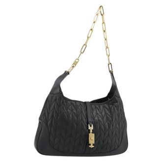 Gucci Vintage Jackie Shoulder Canvas And Leather Black Leather Handbag (Pre-Owned)