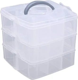 OEM Caja De Estufa Transparente 3 Niveles Superposables En Pl&aacute;stico,boite De Tri Avec Poign&eacute;e,m&aacute;ximo 18 Compartimentos