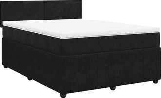 vidaXL Cama Box Spring Con Colch&oacute;n Terciopelo Negro 140x190 Cm Vidaxl
