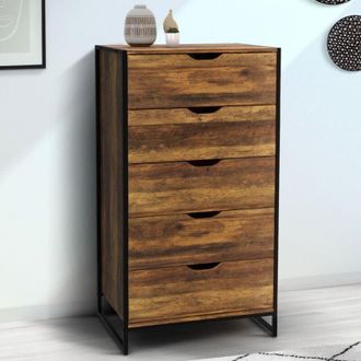 IDMarket C&oacute;moda hawkins de 5 cajones y 60 cm de dise&ntilde;o industrial
