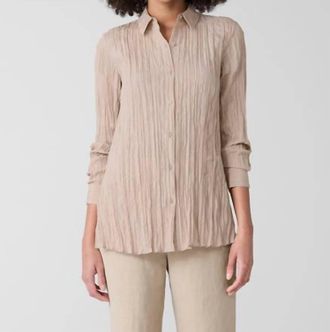 Eileen Fisher Wheat Clsscr Cllr Pleat Shirt