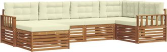 vidaXL Conjunto De Sof&aacute;s De Exterior 6 Uds. Natural Y Crema Vidaxl
