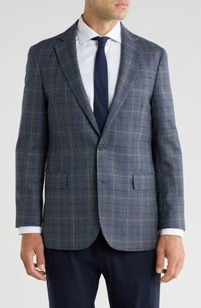 Brooks Brothers Plaid Wool Sport Coat in Navy Overcheck at Nordstrom Rack, Size 38 Short