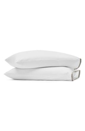 Boll & Branch Framed Percale Pillowcases in White/Pewter at Nordstrom, Size Standard