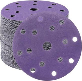 No Brand Discos De Lijado De 150 Mm, Papel De Lija De Grano 220, 50 Unidades, Discos De Lijado De 15 Agujeros Para Lijadora Orbital (morado)