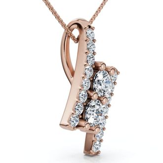 Pompeii3 1/2Ct Two Stone Diamond Pendant Gold Necklace Lab Grown 18 Lab Grown