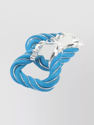 Bottega Veneta leather and silver hoop earrings
