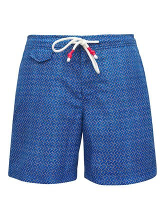 Orlebar Brown drawstring printed swim shorts - men - Polyester - 36 - Blue