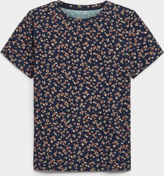 Contemporaine Womens Patterned flowy crew-neck T-shirt
