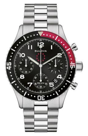 Bulova Archive Series Marine Star Heritage Bracelet Watch, 42.85mm in Black/Silver-Tone at Nordstrom