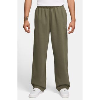 Nike Solo Swoosh Open Hem Fleece Sweatpants in 222 Medium Olive/medium Olive at Nordstrom Rack, Size X-Large