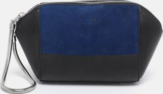 Alexander Wang Black/blue Leather/pvc And Suede Chastity Clutch