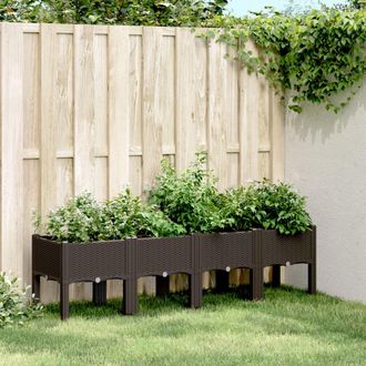 vidaXL Jardinera Con Patas Pp Marr&oacute;n 160x40x42 Cm Vidaxl
