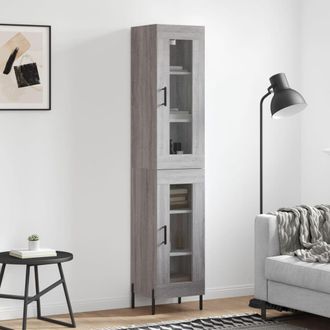vidaXL Aparador Alto Madera Contrachapada Gris Sonoma 34,5x34x180 Cm Vidaxl