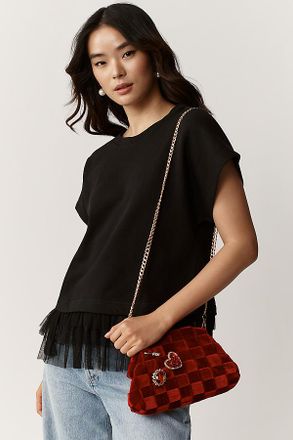 Maeve Short-Sleeve Ruffle-Trim Oversized Top