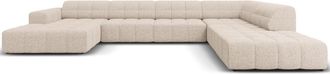 BLOOMINGLOFT 7-Sitzer Design Panorama Sofa Chicago mit langer Seite rechts, Chenille-Bezug