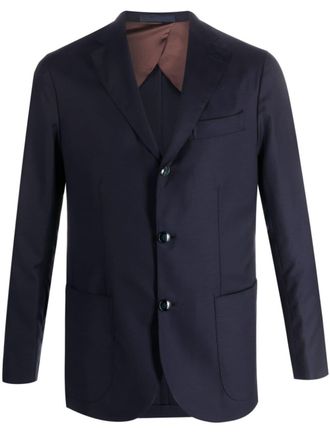 Barba notched-lapel virgin wool blazer - Blue