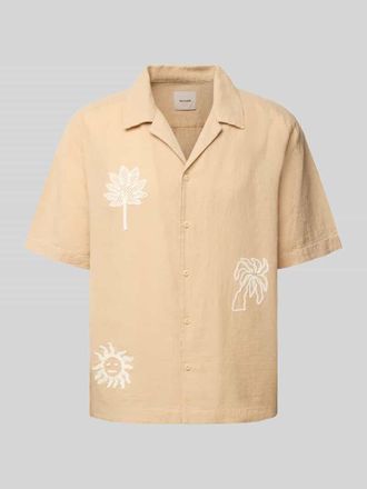 Only & Sons Regular Fit Leinenhemd mit Motiv-Stitching Modell CAIDENLY in Orange, Gr&ouml;&szlig;e XL