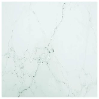 Berkfield Home Table Top White 80x80 cm 6 mm Tempered Glass with Marble Design