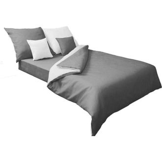 OEM Ropa De Cama Raso Doble Cara 160x200 +2x70x80 Blanco/gris Matex