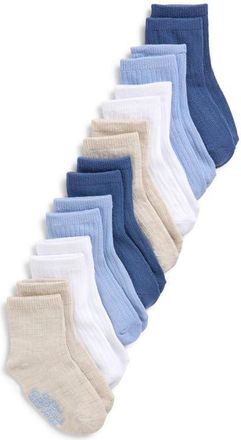Capelli Assorted 8-Pack Rib Grippy Crew Socks in Blue Combo at Nordstrom, Size 12-24 M