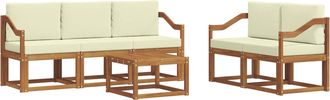vidaXL Conjunto De Sof&aacute;s De Exterior 6 Uds. Natural Y Crema Vidaxl