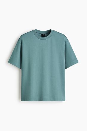 H&M Interlock-T-Shirt in Loose Fit - Turquoise