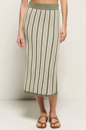 Nation Ltd Mirella Sweater Skirt In Green Herb Stripe