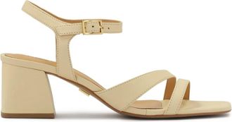 Kazar Veelzijdige leren sandalen op een paal - Dames - Sandalen met hakken - Beige - 35 EU - Leer - Schoenen