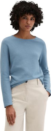 Marc O'Polo Strickpullover MARC OPOLO, Damen, Gr. XS, fall sky, Strick, Obermaterial: 100% Baumwolle, slim fit, U-Boot-Ausschnitt, Rollkante, Pullover Strickpullo