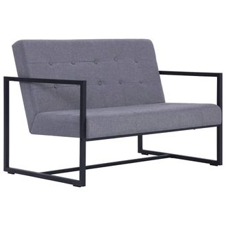 vidaXL Sof&aacute; De 2 Plazas Con Reposabrazos Acero Y Tela Gris Claro Vidaxl