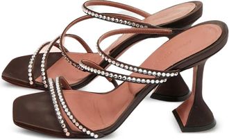 Amina Muaddi Sandali con decorazione - Marrone