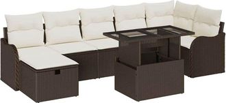 vidaXL Vidaxl - Garden Sofa Set 8 pcs Light grey 55 x 55 x 37 cm Poly rattan