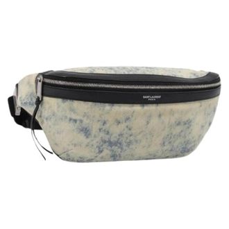 Saint Laurent Pre-owned Canvas Waist Bag - Dames - Pre-owned - Blauw - Maat: ONE Size Leer