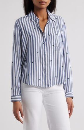 Beach Lunch Lounge Caitlin Embroidered Shirt in Aster Field at Nordstrom Rack, Size X-Small