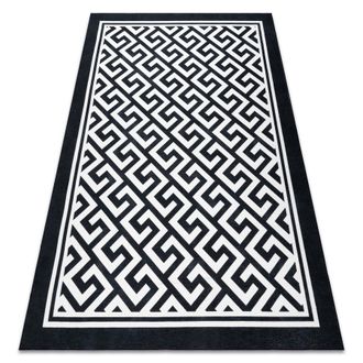 RugsX Rugsx - Antika Alfombra 122 Tek, Moderno, Griego Lavable - Marfil / Gris Black 120x170 Cm