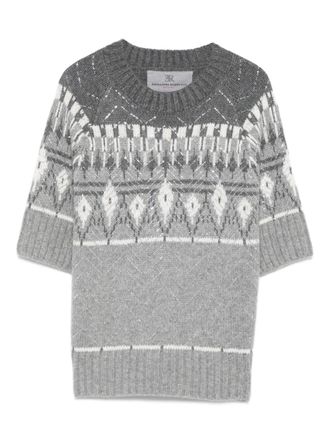 Ermanno Scervino fair isle-knit short-sleeved top - Grey