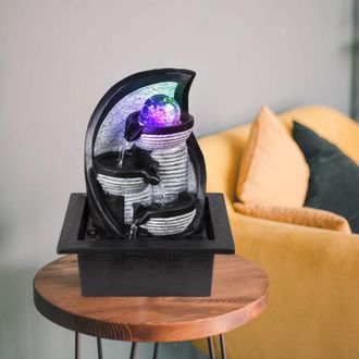 Globo Lighting Fontana da tavolo con illuminazione che cambia colore fontana da interno, plastica nero grigio marrone, 1x led rgb colorato, LxPxH 21x17,5x25,5 cm