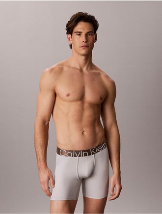 Calvin Klein Mens Brushed Microfiber Stretch Bronze Boxer Brief - Grey - XL