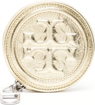 Tory Burch Fleming metallic-leather wallet - women - Lambskin - One Size - Gold