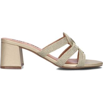 Bibi Lou Schoenen, Dames, Geel, 38 EU, Gouden Muiltjes met Blokhak