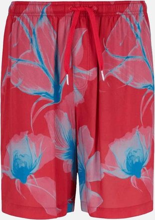 A|X Armani Exchange Mens Floral Design Red Shorts - Size: 32/30/31