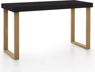 HOGAR 24 Escritorio de madera maciza natural, color negro y encerado