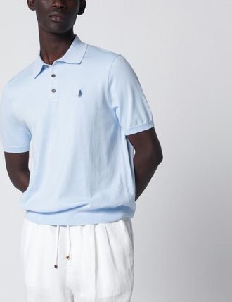 Polo Ralph Lauren Light blue cotton knit polo shirt