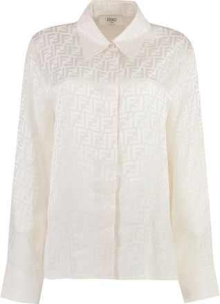 Fendi Overhemden, Dames, Wit, M, Zijden Blouse