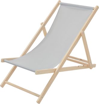 ECD Germany Ecd Germany - Silla De Playa Madera De Pino 3 Posiciones De Reclinaci&oacute;n Plegable Tumbona Tradicional De Sol Para Jard&iacute;n O Balc&oacute;n Gris Claro Impermeabl