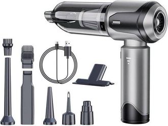 OEM Aspiradora Port&aacute;til Inal&aacute;mbrica Para Coche - Mini Aspiradora Recargable Para Coche - Negra - 8 Accesorios