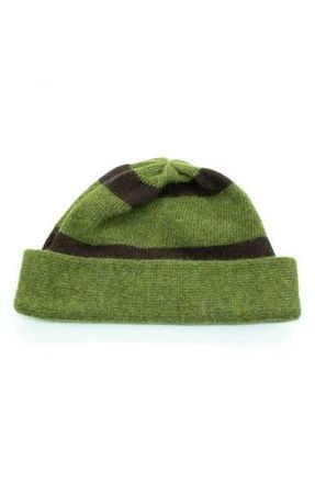 Portolano Stripe Cuff Beanie in Fern/Dark Brown at Nordstrom Rack