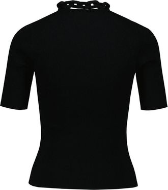 Paco Rabanne Womens Chain-Detailed Cotton Cardigan Black
